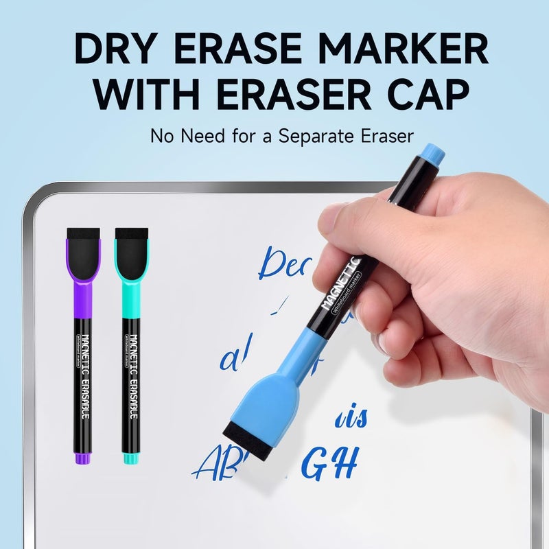 PRZRU Magnetic Dry Erase Markers Fine Tip - 12 Colors Whiteboard Markers with Eraser Cap, Low Odor Thin Dry Erase Markers for Kids Teachers, Work On White board & Calendar, Refrigerator, Kids Gift - Image 5